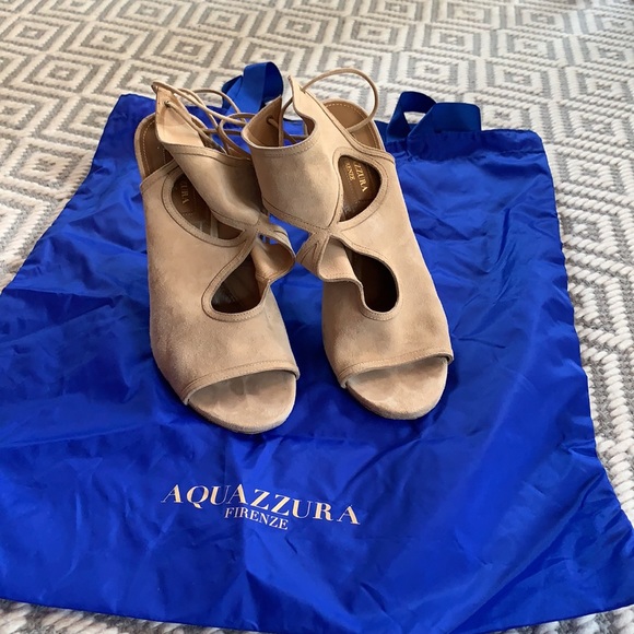 Aquazzura peep toe suede strappy pumps size 8 - Picture 5 of 5